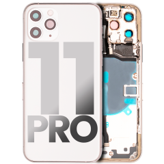 Back Housing W/ Small Components Pre-Installed For iPhone 11 Pro (Used OEM Pull: Grade B) (Silver)