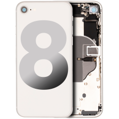 Back Housing W/ Small Components Pre-Installed For iPhone 8 (Used OEM Pull: Grade C) (Silver)