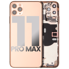 Back Housing W/ Small Components Pre-Installed For iPhone 11 Pro Max (Used OEM Pull: Grade A) (Gold)