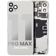 Back Housing W/ Small Components Pre-Installed For iPhone 11 Pro Max (No Logo) (Aftermarket Plus) (Silver)