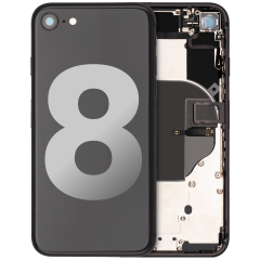 Back Housing W/ Small Components Pre-Installed For iPhone 8 (Used OEM Pull: Grade B) (Space Gray)