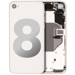 Back Housing W/ Small Components Pre-Installed For iPhone 8 (Used OEM Pull: Grade B) (Silver)