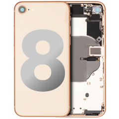 Back Housing W/ Small Components Pre-Installed For iPhone 8 (Used OEM Pull: Grade B) (Gold)