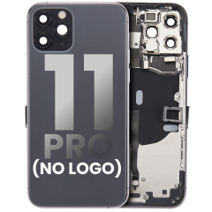 Back Housing W/ Small Components Pre-Installed For iPhone 11 Pro (No Logo) (Aftermarket Plus) (Space Gray)