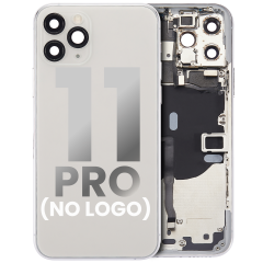 Back Housing W/ Small Components Pre-Installed For iPhone 11 Pro (No Logo) (Aftermarket Plus) (Silver)