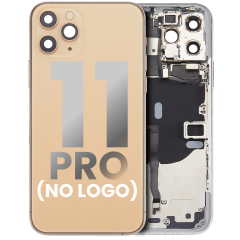 Back Housing W/ Small Components Pre-Installed For iPhone 11 Pro (No Logo) (Aftermarket Plus) (Gold)