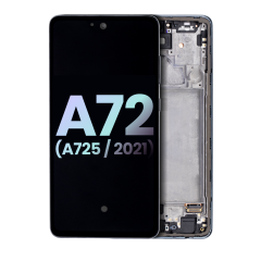 OLED Assembly With Frame For Samsung A72 (A725 / 2021) (Service Pack) (Awesome Black)