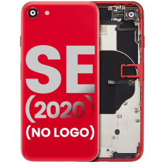 Back Housing W/ Small Components Pre-Installed For iPhone SE (2020) (No Logo) (Aftermarket Plus) (Red)