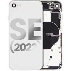 Back Housing W/ Small Components Pre-Installed For iPhone SE (2022) (Used OEM Pull: Grade C) (Starlight)