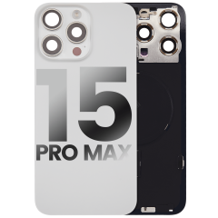 Back Glass w/ MagSafe Magnet & NFC & Flashlight Flex For iPhone 15 Pro Max (Used OEM Pull: Grade A) (White Titanium)