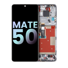 OLED Assembly With Frame For Huawei Mate 50 (Genuine OEM) (Silver)