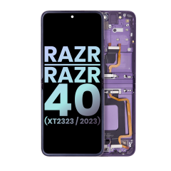 Main OLED Assembly With Frame For Motorola Razr 2023 / Razr 40 (XT2323 / 2023) (Genuine OEM) (Grape Compote)