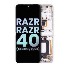 Main OLED Assembly With Frame For Motorola Razr 2023 / Razr 40 (XT2323 / 2023) (Genuine OEM) (Vanilla Cream)