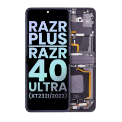 Inner OLED Assembly With Frame For Motorola Moto Razr Plus 2023 / Razr 40 Ultra (XT2321 / 2023) (Genuine OEM) (Infinite Black)