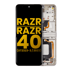 Main OLED Assembly With Frame For Motorola Razr 2023 / Razr 40 (XT2323 / 2023) (Refurbished) (Vanilla Cream)