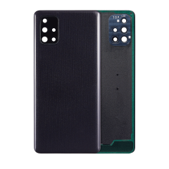 Back cover Glass With Camera Lens For Samsung Galaxy A71 (A715 / 2020) (Aftermarket Plus) ( Prism Crush Black)