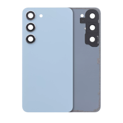 Back Cover Glass With Camera Lens For Samsung Galaxy S23 5G (No Logo) (Aftermarket Plus) (Blue)