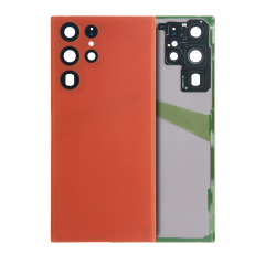Back Cover Glass With Camera Lens For Samsung Galaxy S22 Ultra (Service Pack) (Red)