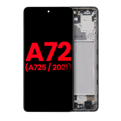 OLED Assembly With Frame For Samsung A72 (A725 / 2021) (6.67") (Aftermarket Plus) (Awesome Black)