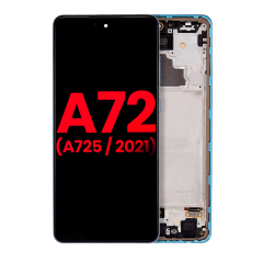 OLED Assembly With Frame For Samsung A72 (A725 / 2021) (6.67") (Aftermarket Plus) (Awesome Blue)