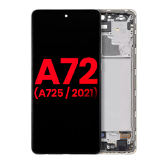 OLED Assembly With Frame For Samsung A72 (A725 / 2021) (6.67") (Aftermarket Plus) (Awesome White)