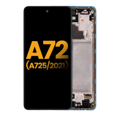 OLED Assembly With Frame For Samsung A72 (A725 / 2021) (Refurbished) (Awesome Blue)