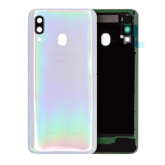 Back Cover Glass With Camera Lens For Samsung Galaxy A40 (A405 / 2019) (Service Pack) (White)