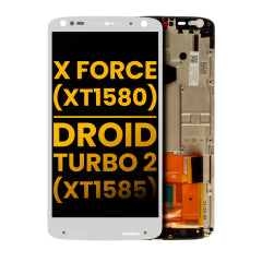 LCD Assembly With Frame For Motorola Moto X Force (XT1580 / 2015) / Droid Turbo 2 (XT1585 / 2015) (Refurbished) (White)