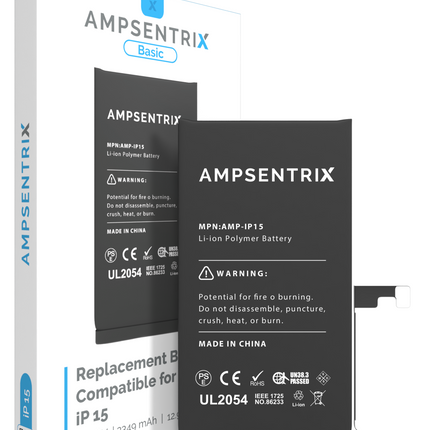 Battery | for: iPhone 15 | AmpSentrix Basic