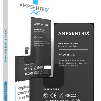 Battery | for: iPhone 15 Pro | AmpSentrix Basic