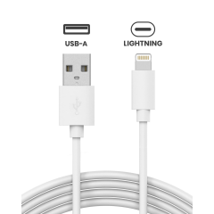 USB-A to Lightning Cable For iPhone / iPad (1 m / 3 ft) (OEM Grade A/B) (Bulk Packaging)