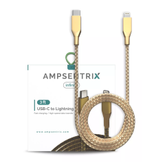 Lightning To USB Type C Cable (Non-MFI) (1 m / 3 ft) (AmpSentrix Infinity) (Gold)