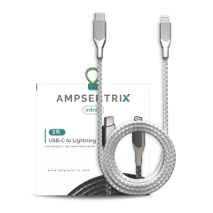 Lightning To USB Type C Cable (Non-MFI) (1 m / 3 ft) (AmpSentrix Infinity) (Silver)