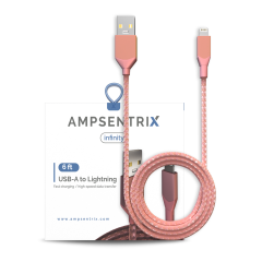 USB Type A To Lightning Cable (Non-MFI) (1.8 m / 6 ft) (AmpSentrix Infinity) (Pink)