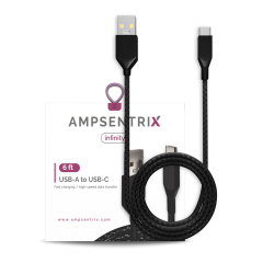 USB Type C To USB Type A Cable (1.8 m / 6 ft) (AmpSentrix Infinity) (Black)