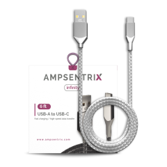 USB Type C To USB Type A Cable (1.8 m  / 6 ft) (AmpSentrix Infinity) (Silver)
