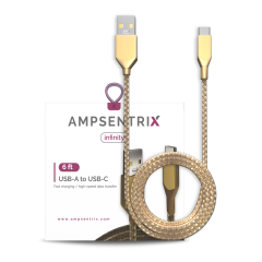 USB Type C To USB Type A Cable (1.8 m / 6 ft) (AmpSentrix Infinity) (Gold)