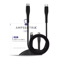 USB Type C To USB Type C Cable (1 m / 3 ft) (AmpSentrix Alpha) (Black)
