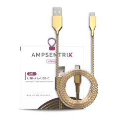 USB Type C To USB Type A Cable (1 m / 3 ft) (AmpSentrix Infinity) (Gold)