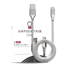 USB Type C To USB Type A Cable (1 m / 3 ft) (AmpSentrix Infinity) (Silver)