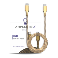 USB Type C To USB Type C Cable (1 m / 3 ft) (AmpSentrix Infinity) (Gold)