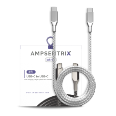 USB Type C To USB Type C Cable (1 m / 3 ft) (AmpSentrix Infinity) (Silver)