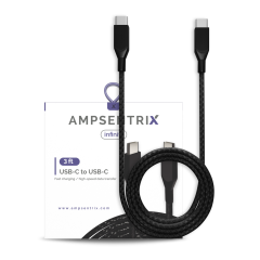 USB Type C To USB Type C Cable (1 m / 3 ft) (AmpSentrix Infinity) (Black)