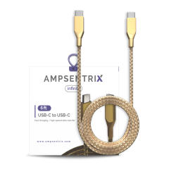USB Type C To USB Type C Cable (1.8 m / 6 ft) (AmpSentrix Infinity) (Gold)