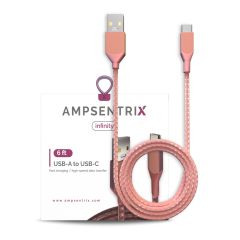 USB Type C To USB Type A Cable (1.8 m / 6 ft) (AmpSentrix Infinity) (Pink)