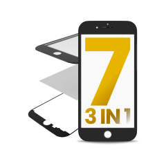 3 in 1 (Glass With OCA Pre-Installed + Frame)  For iPhone 7 (OCA Master) (2 Pack) (Black)