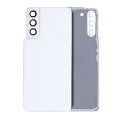 Back Cover Glass With Camera Lens For Samsung Galaxy S21 5G (No Logo) (Aftermarket Plus) (Phantom White)