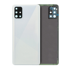 Back Cover Glass With Camera Lens For Samsung Galaxy A51 4G (A515 / 2020) (Service Pack) (Prism Crush White)