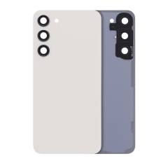 Back Cover Glass With Camera Lens For Samsung Galaxy S23 Plus 5G (No Logo) (Aftermarket Plus) (Cream)