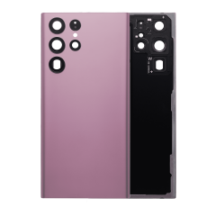 Back Cover Glass With Camera Lens For Samsung Galaxy S22 Ultra 5G (No Logo) (Aftermarket Plus) (Burgundy)